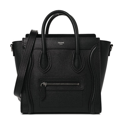 Celine Drummed Calfskin Nano Luggage Black 1 of 19