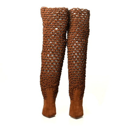 Saint Laurent Suede Twine Soho Niki 105 Thigh High Boots 39 Light Land 3 of 15