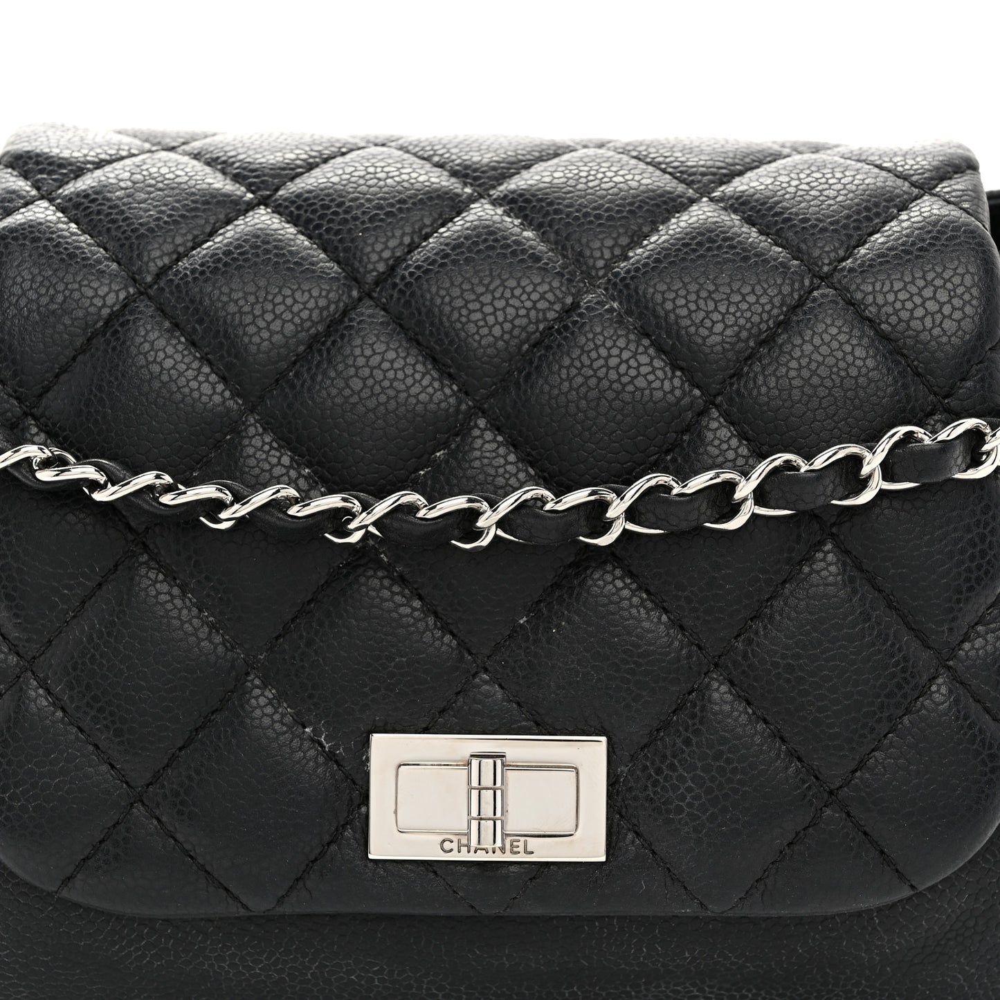 Caviar Quilted Accordion Mademoiselle Flap Black