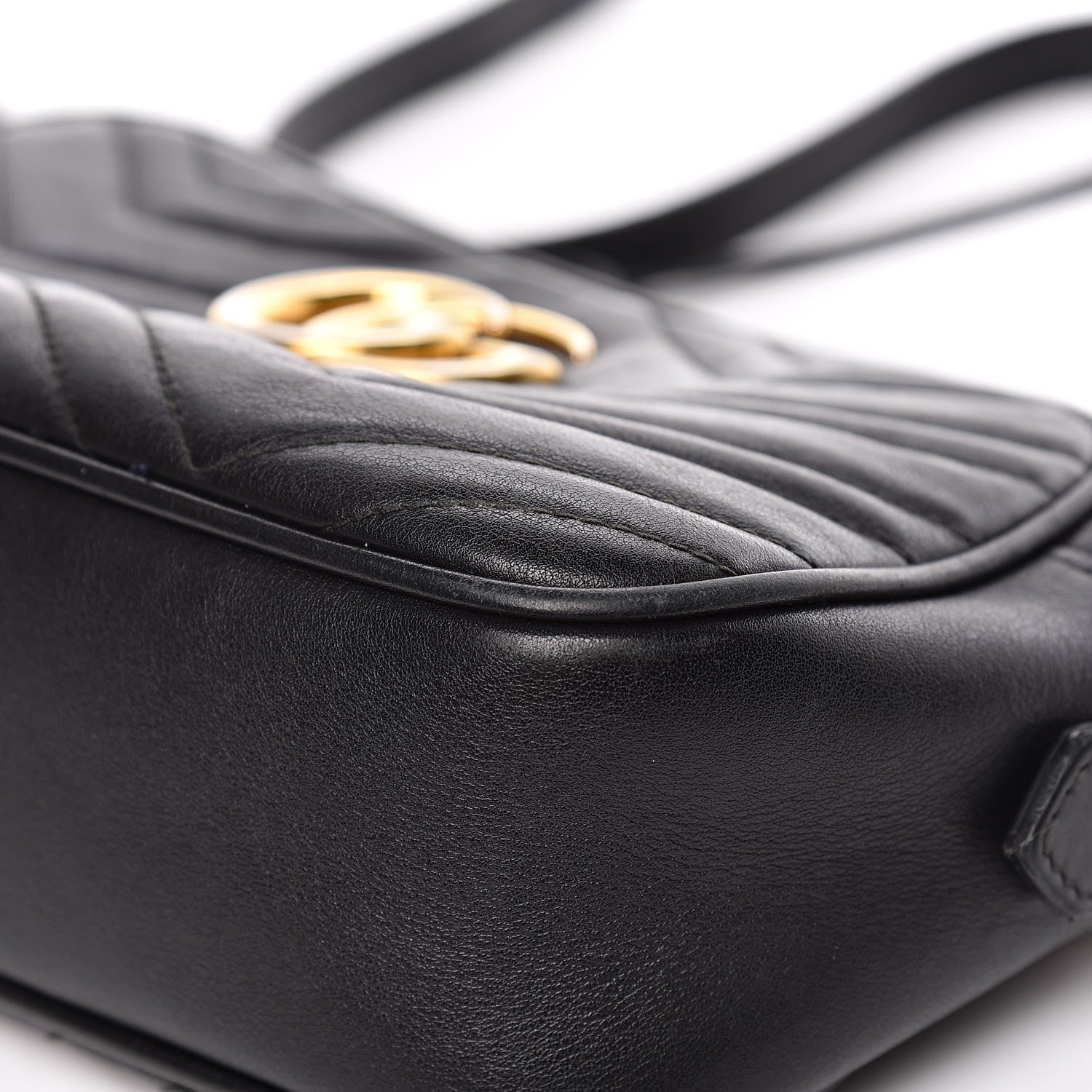 Gucci Calfskin Matelasse Small GG Marmont Chain Shoulder Bag Black 15 of 17