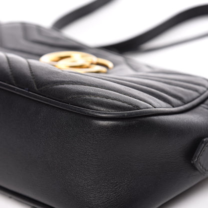 Gucci Calfskin Matelasse Small GG Marmont Chain Shoulder Bag Black 15 of 17