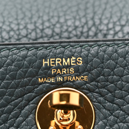 Hermes Taurillon Clemence Mini Lindy 20 Vert Cypress 6 of 11