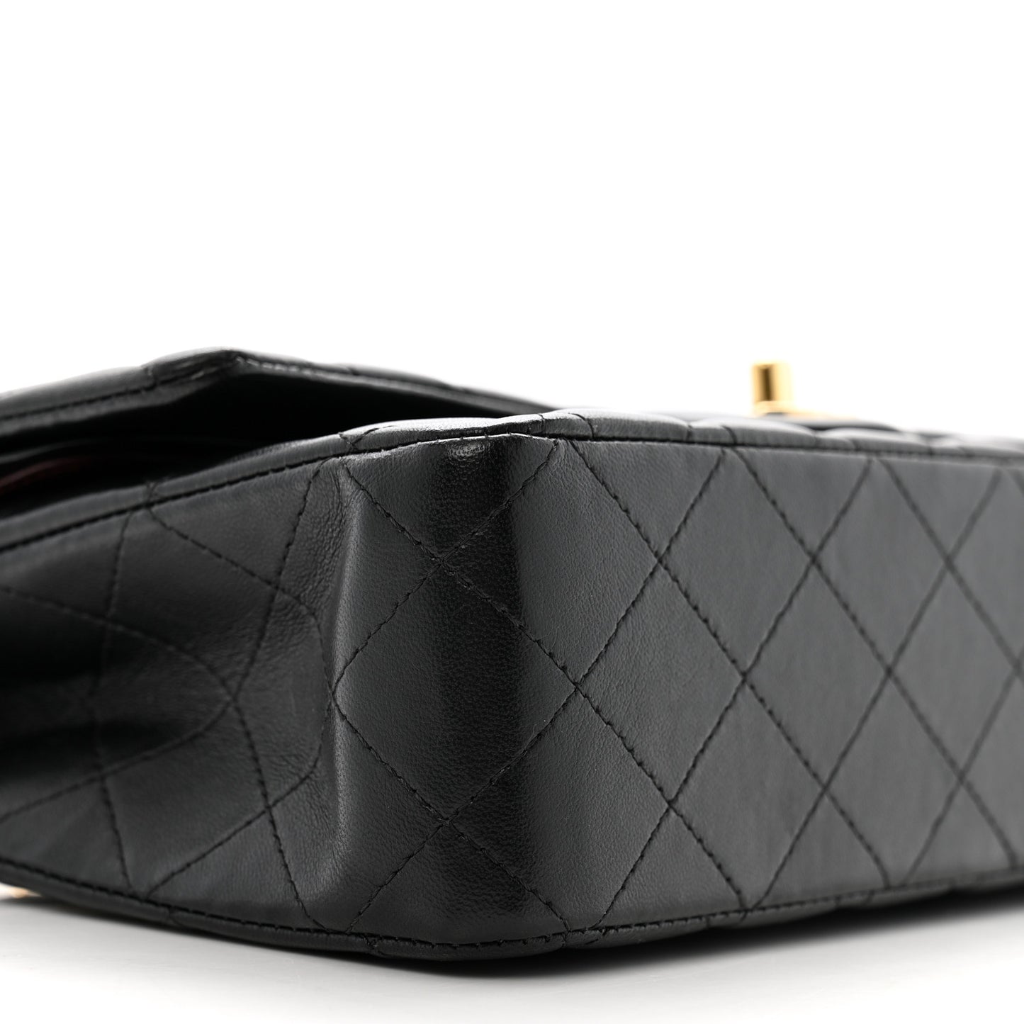 Lambskin Quilted Medium Double Flap Black