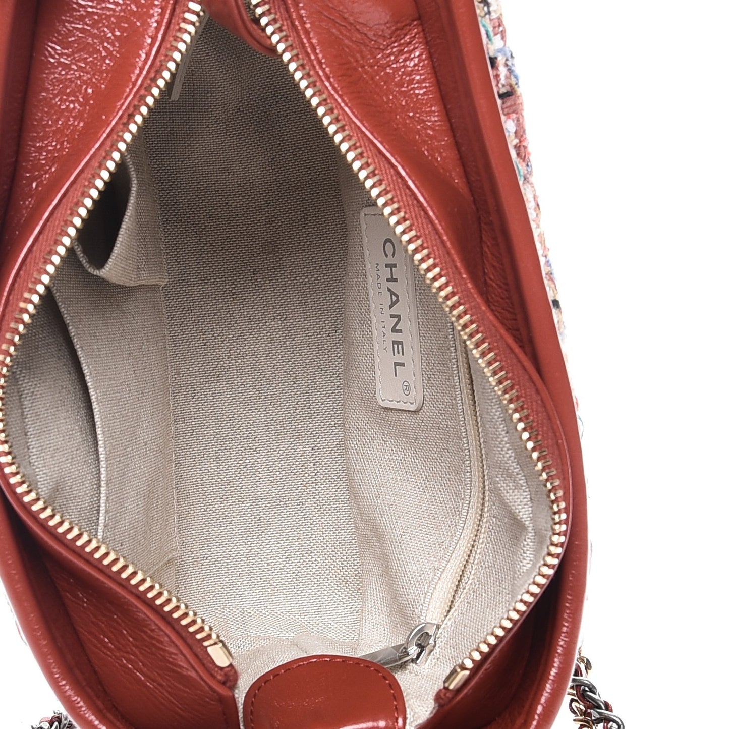 Tweed Calfskin Small Gabrielle Hobo Brown