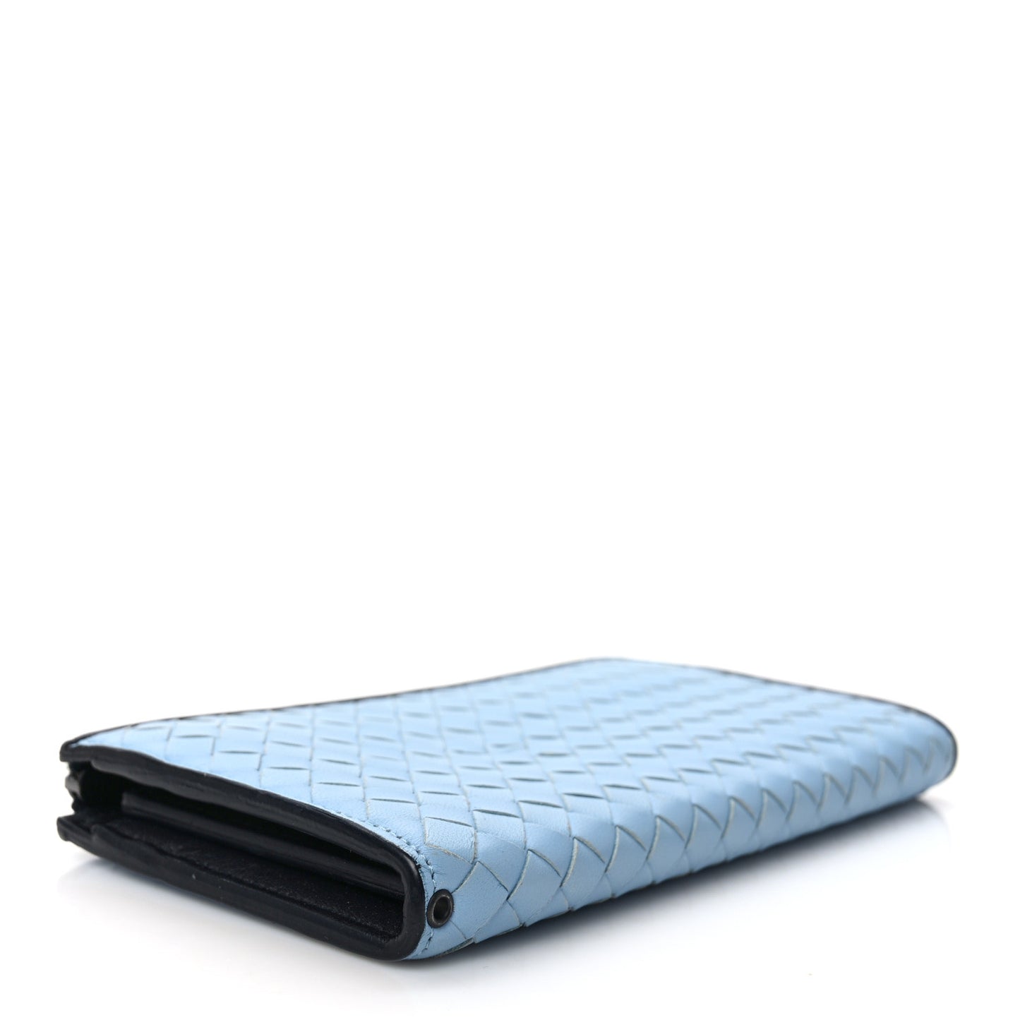 Nappa Intrecciato Half Zip Around Wallet Blue Black