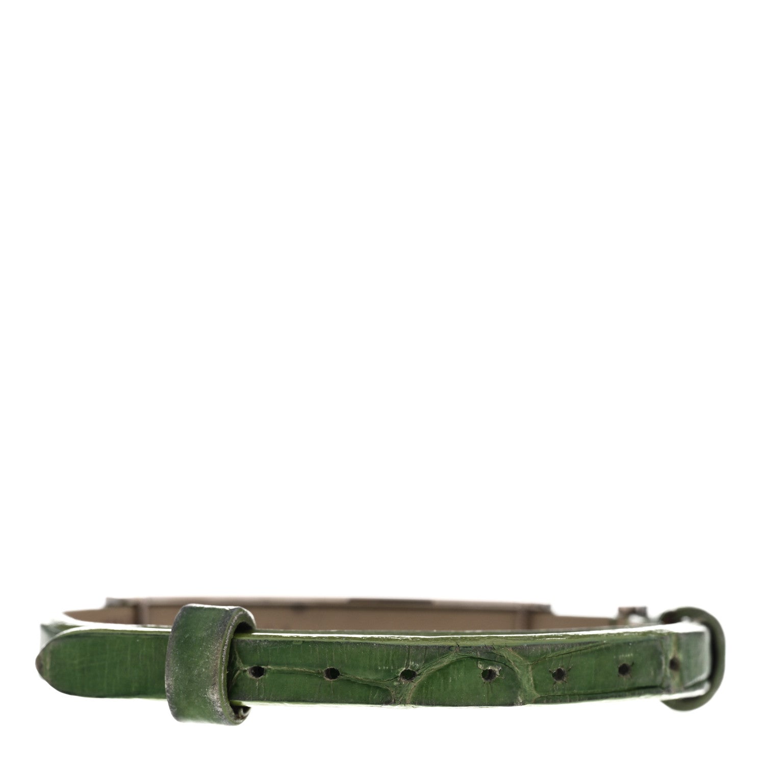 Cartier 18K White Gold Alligator 3 Motif LOVE Bracelet Green 2 of 5
