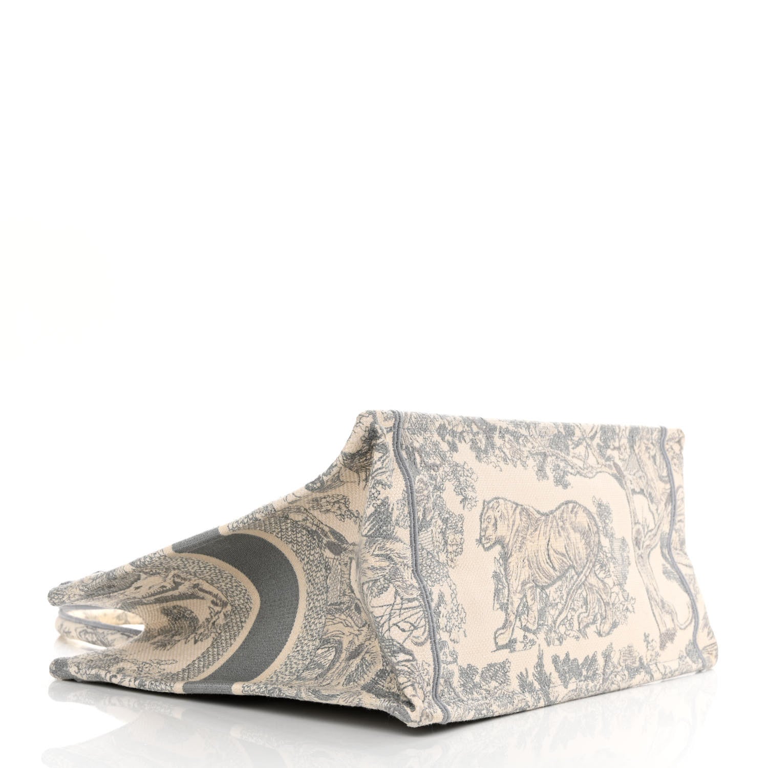 Christian Dior Canvas Embroidered Medium Dioriviera Toile De Jouy Book Tote Gray 4 of 14