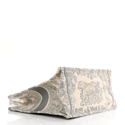 Christian Dior Canvas Embroidered Medium Dioriviera Toile De Jouy Book Tote Gray 4 of 14