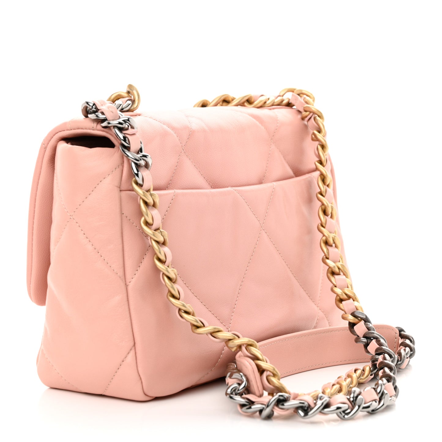 Goatskin Quilted Medium Chanel 19 Flap Light Pink