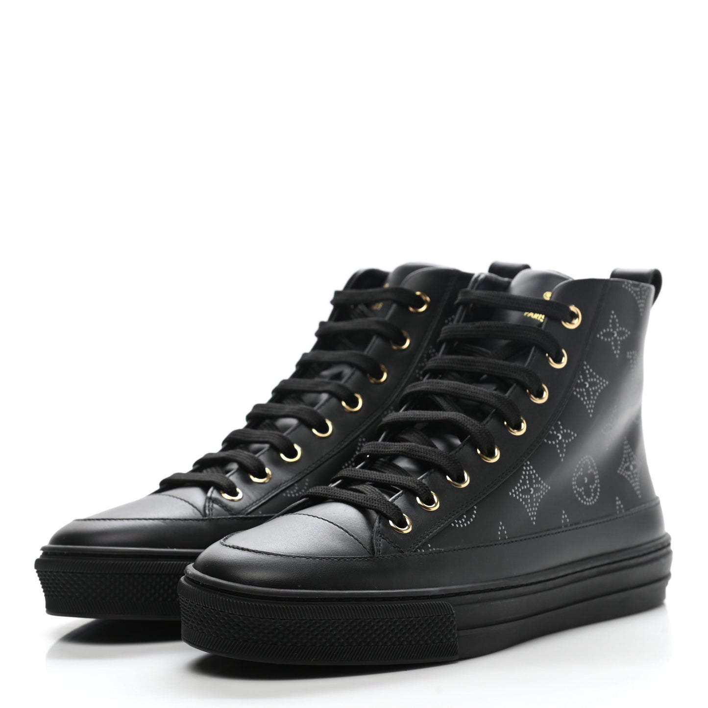 Calfskin Monogram Stellar Sneaker Boots 36 Black White