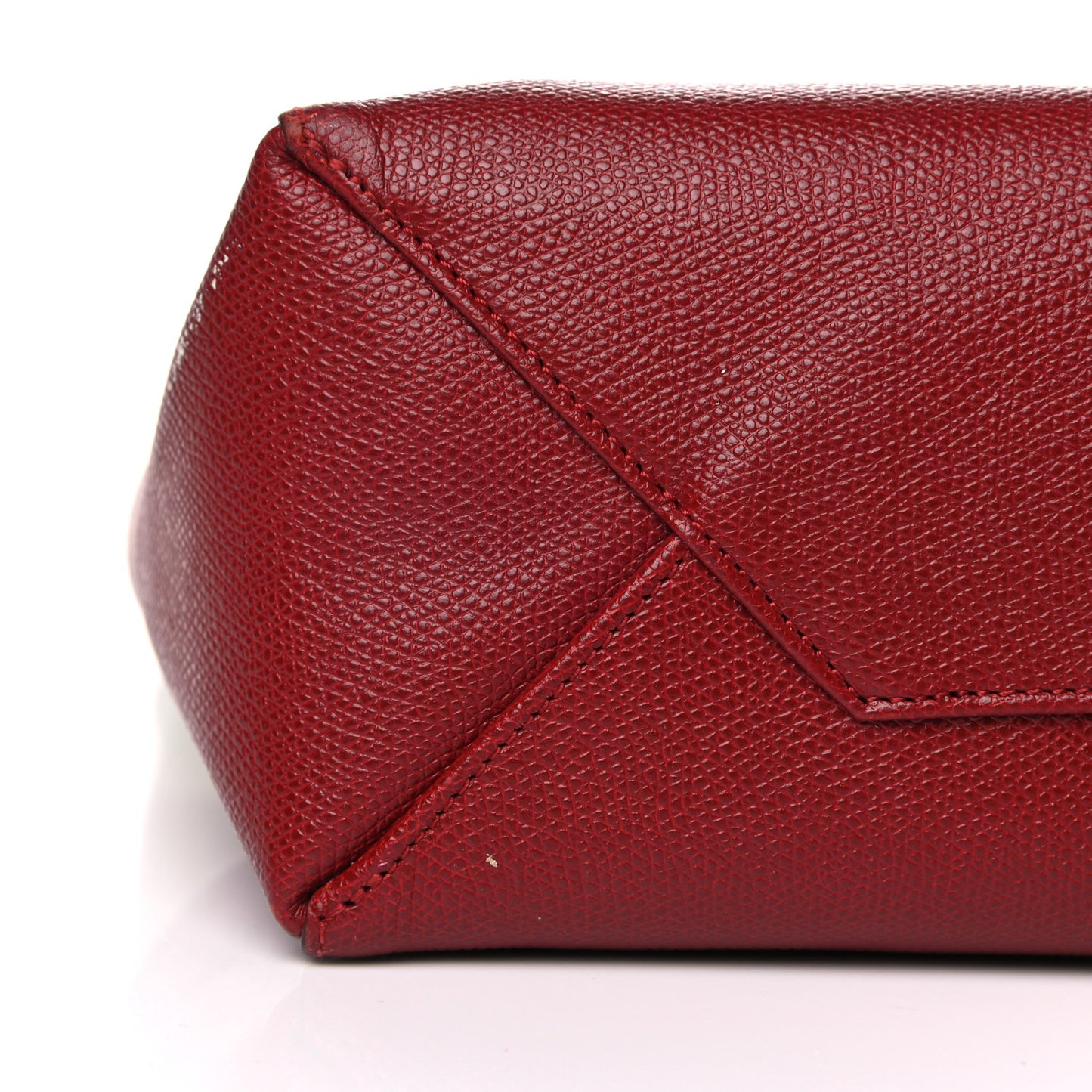Grained Calfskin Small Vertical Bi-Cabas Cream Red