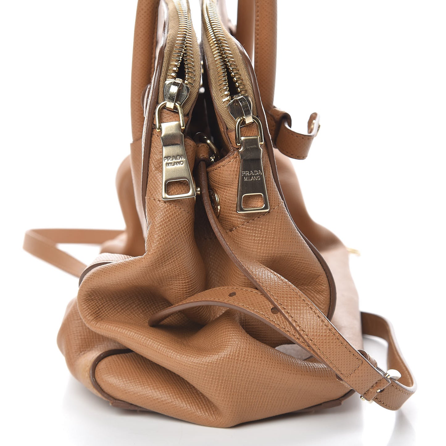Saffiano Cuir Top Handle Dome Tote Caramel
