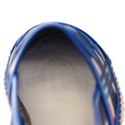 Chanel Mesh Lambskin Plaid Print CC Espadrilles 38 Blue White Red 14 of 20