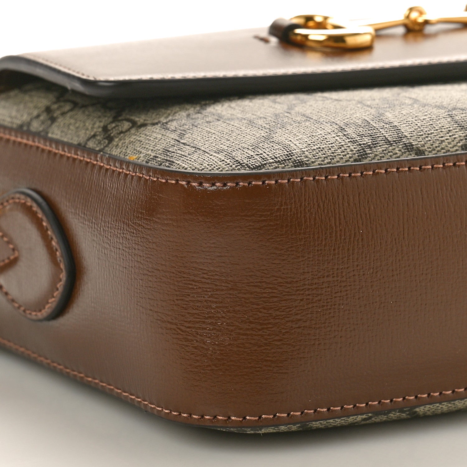 Gucci GG Supreme Monogram Small Horsebit 1955 Shoulder Bag Beige Brown Sugar 9 of 10
