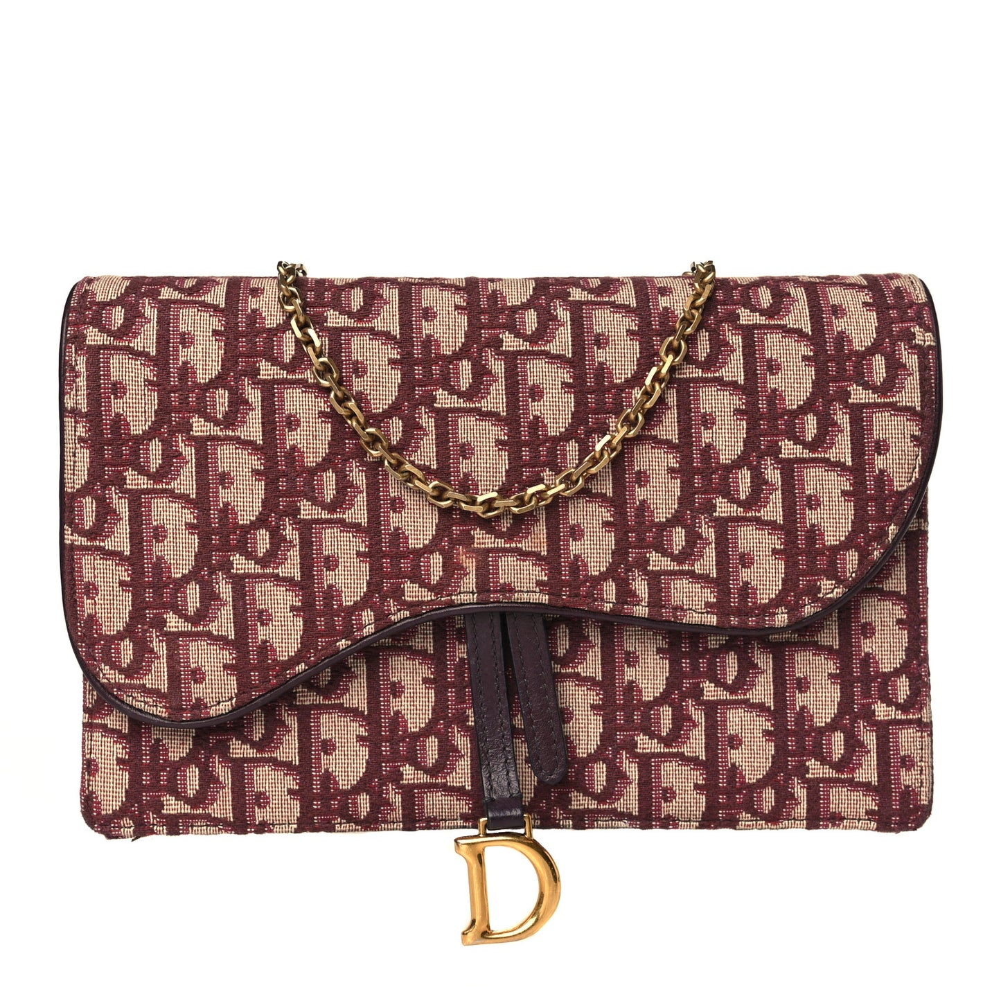Oblique Saddle Chain Pouch Burgundy