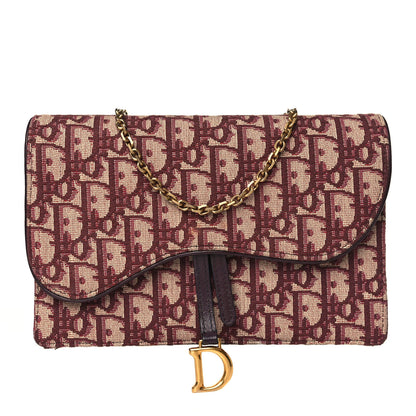 Christian Dior Oblique Saddle Chain Pouch Burgundy 1 of 8