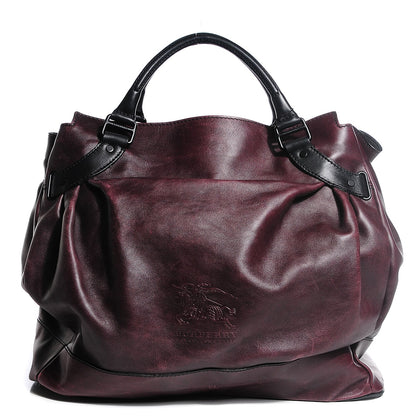 Burberry Burnished Leather Woolf Tote Dark Burgundy 1 of 9