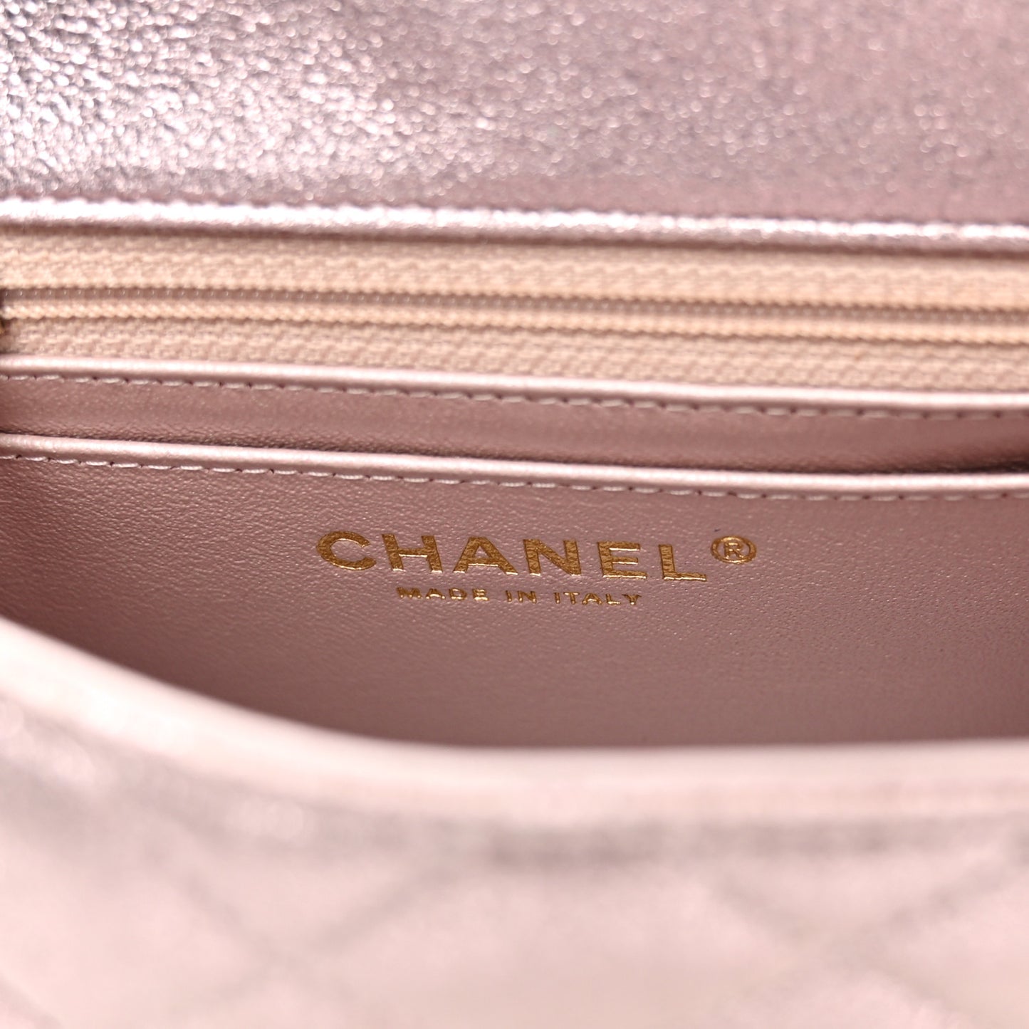 Metallic Lambskin Quilted Mini Square Flap Pink