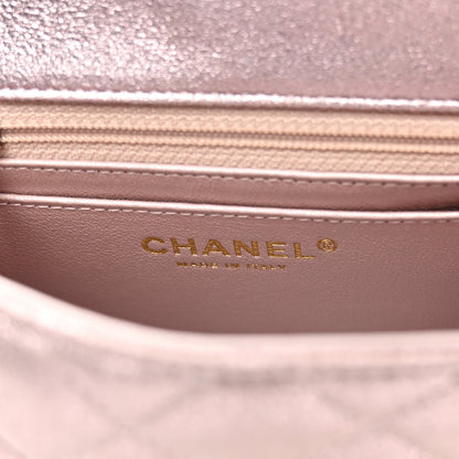 Chanel Metallic Lambskin Quilted Mini Square Flap Pink 6 of 12