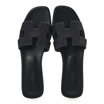 Hermes Denim Canvas Oran Sandals 41 Bleu Brut 2 of 10