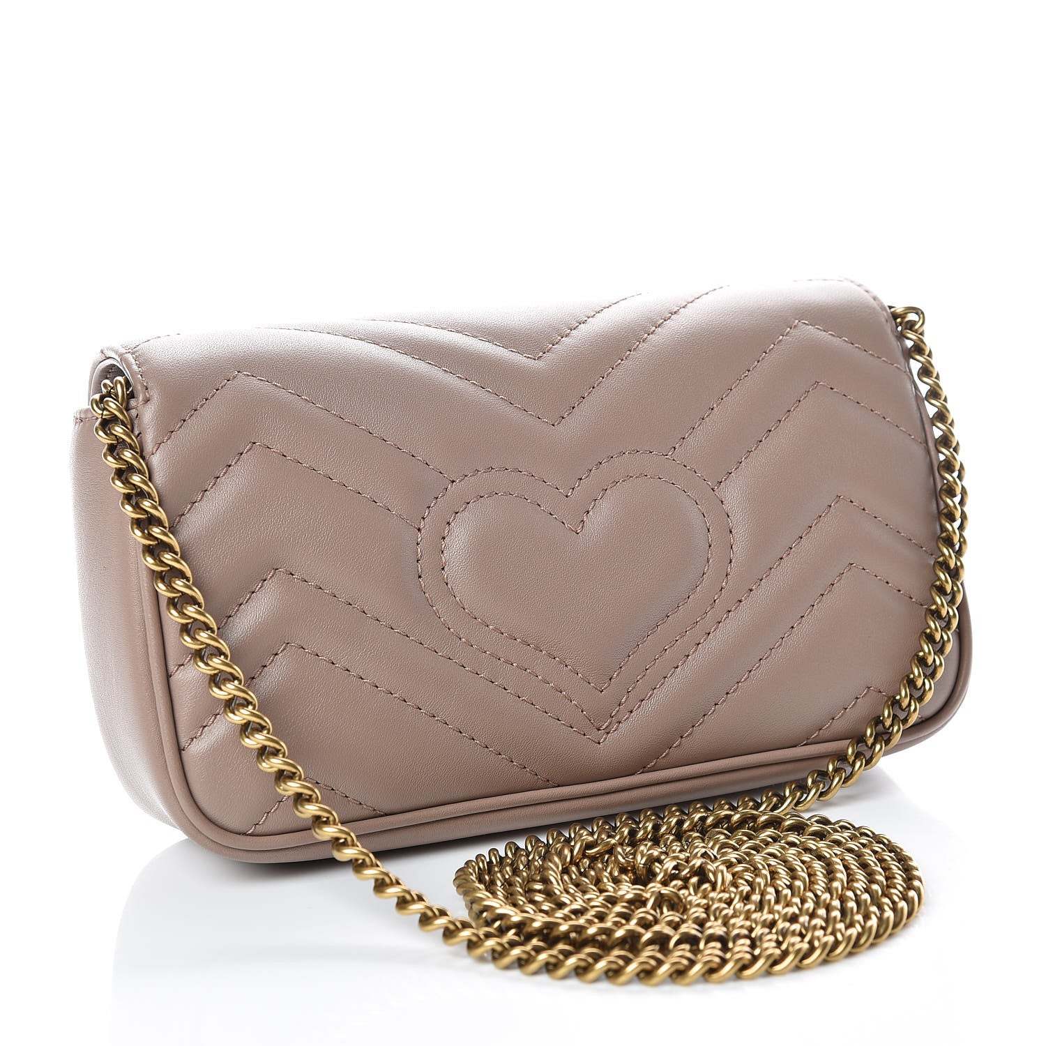Gucci Calfskin Matelasse Super Mini GG Marmont Shoulder Bag Porcelain Rose 3 of 10