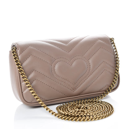 Gucci Calfskin Matelasse Super Mini GG Marmont Shoulder Bag Porcelain Rose 3 of 10