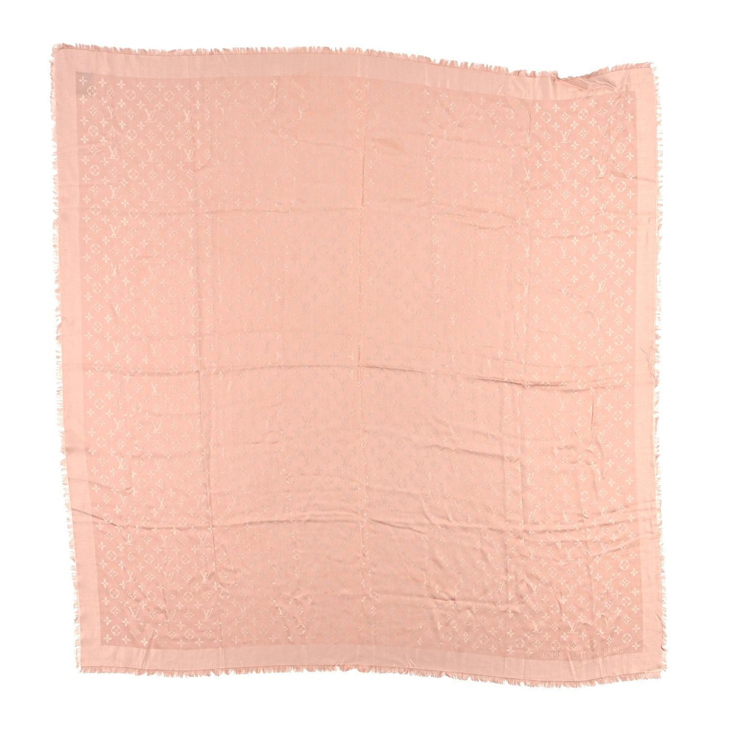 Silk Wool Monogram Shawl Rose