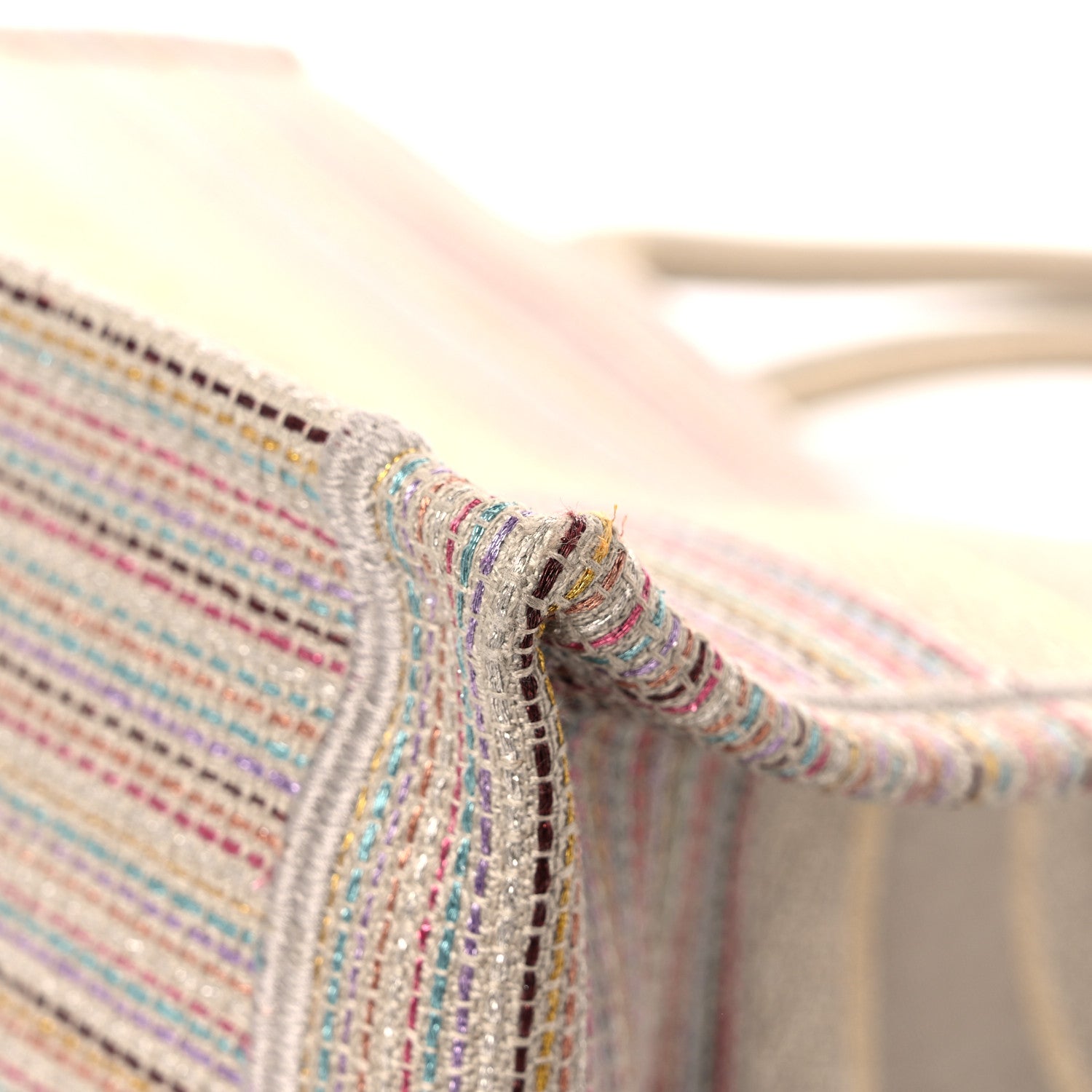 Christian Dior Canvas Embroidered Medium Stripes Book Tote Beige Multicolor 9 of 11