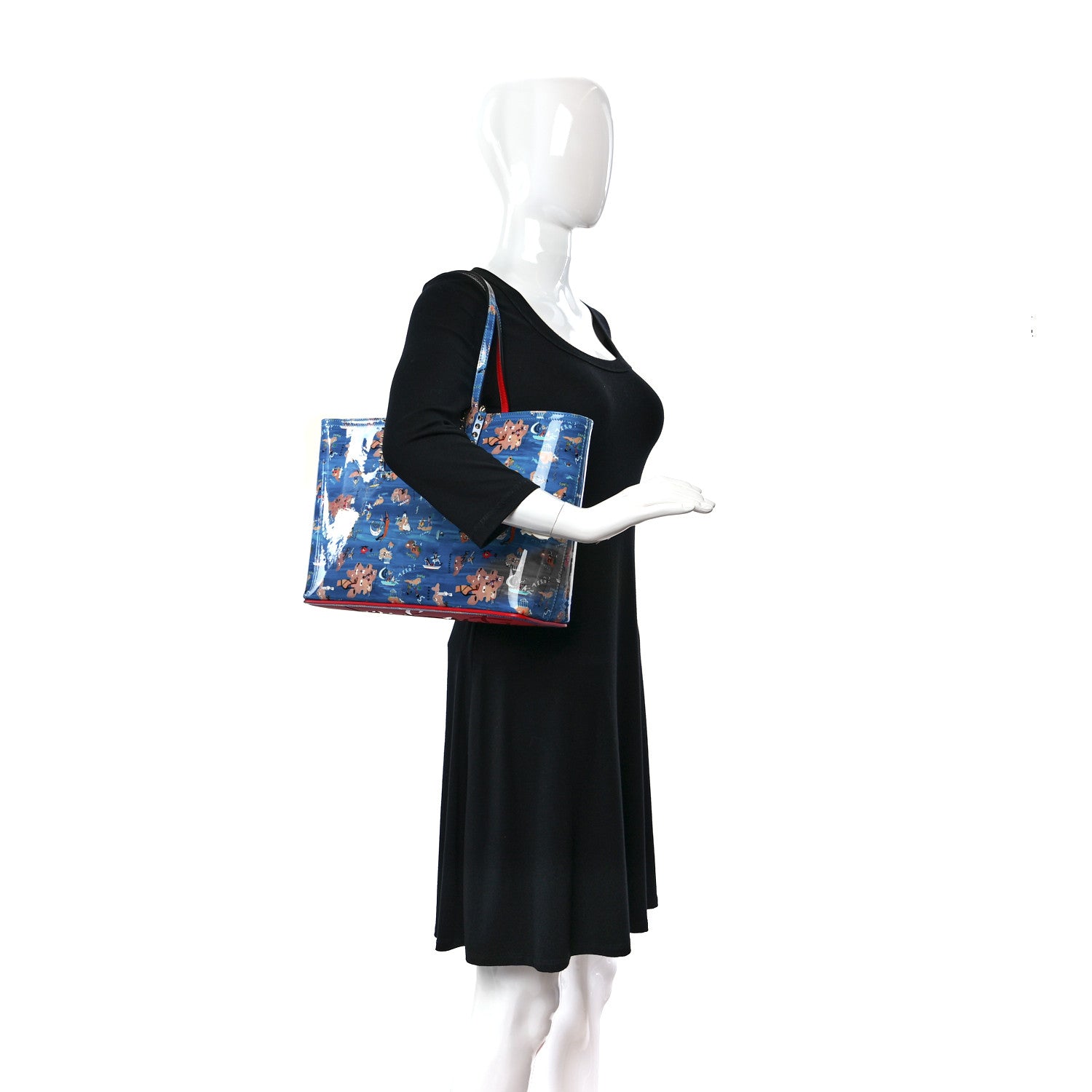Christian Louboutin Patent Calfskin Small Greekaba Cabata Tote Blue 2 of 12