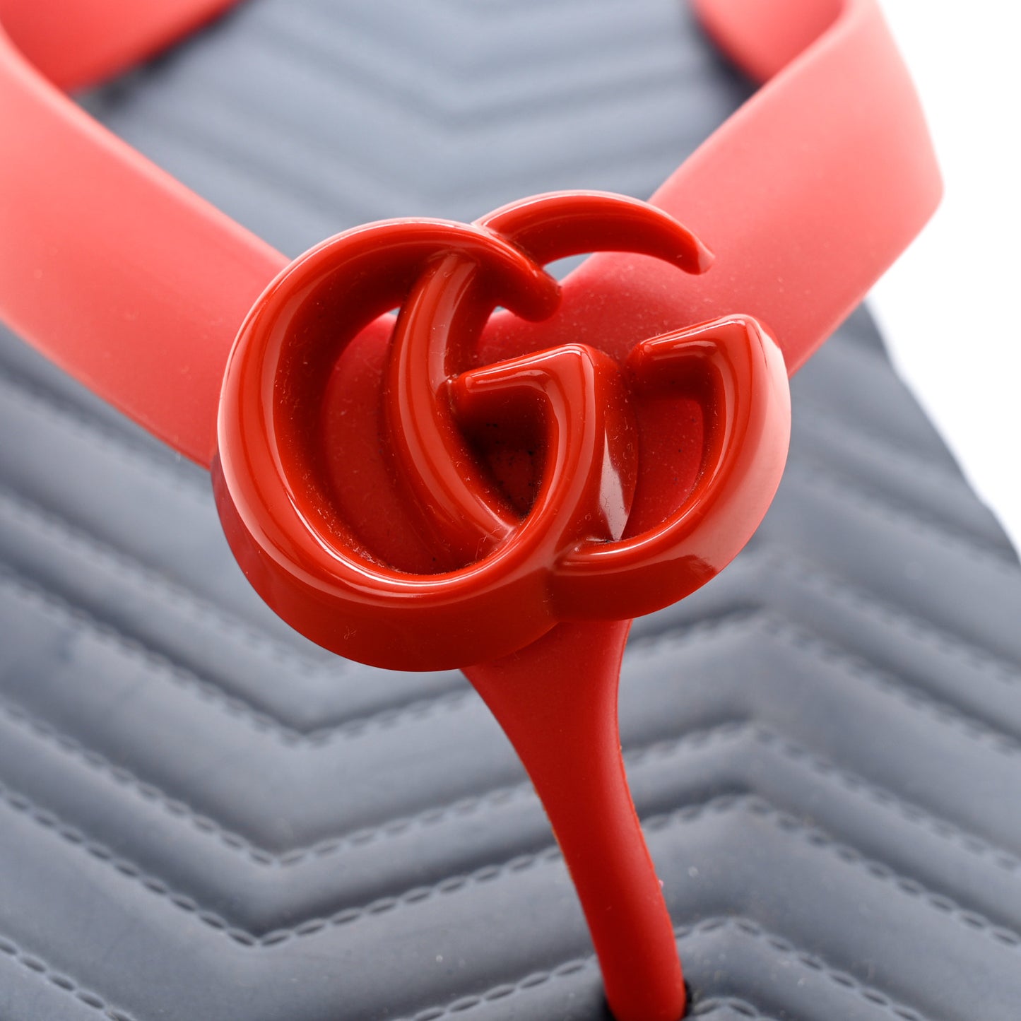 Rubber Chevron Mens GG Thong Flat Sandals 10 Orange Red