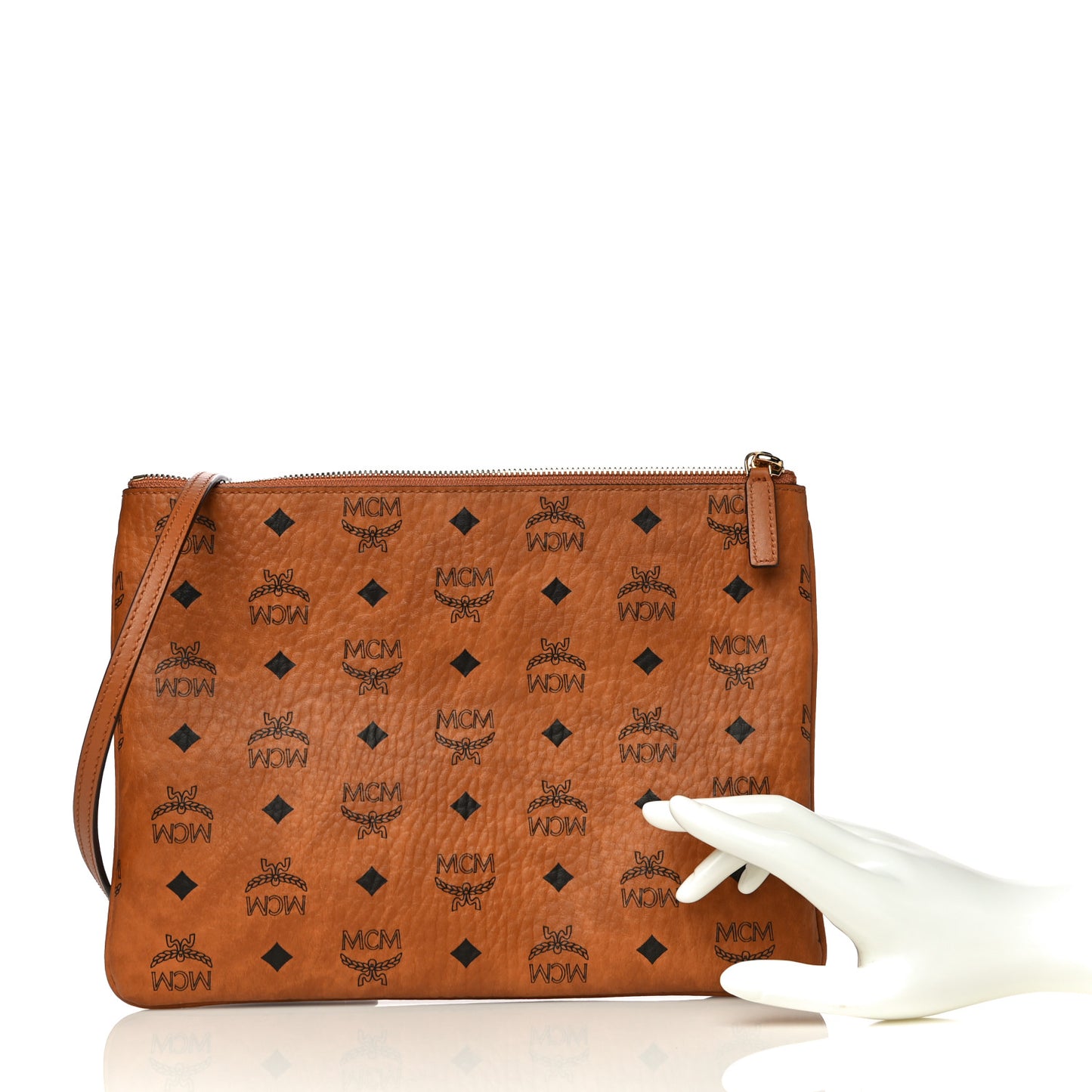 Visetos Medium Crossbody Pouch Cognac