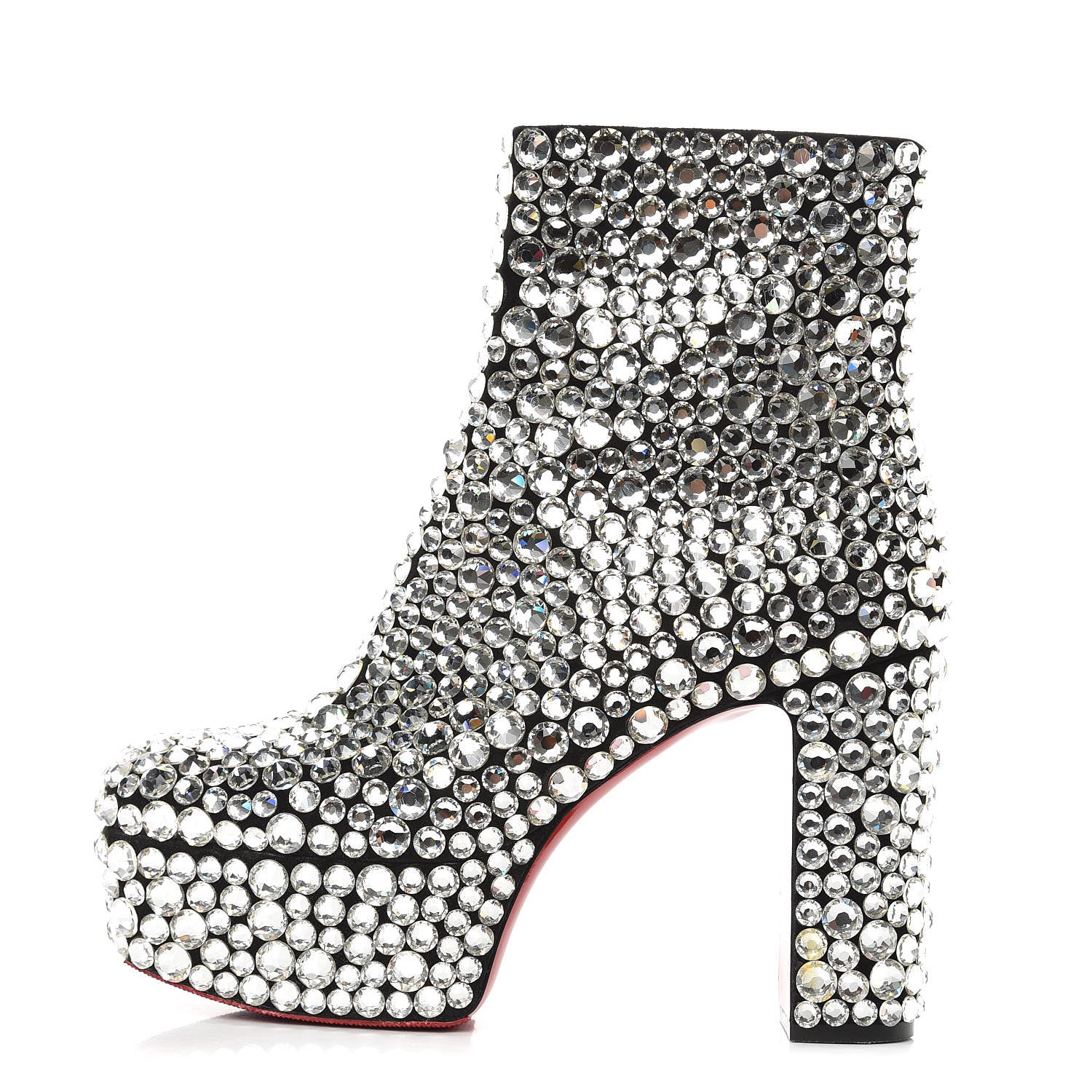 Christian Louboutin Veau Velours Strass Roxxxy 110 Ankle Boots 37 Crystal 1 of 8