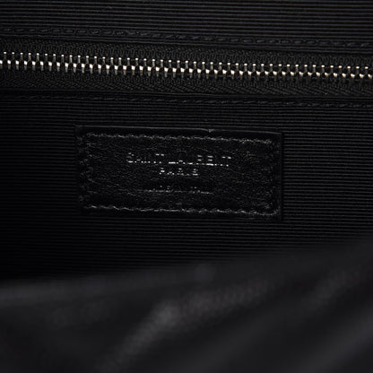 Saint Laurent Grain De Poudre Matelasse Chevron Large Monogram Satchel Black 6 of 7