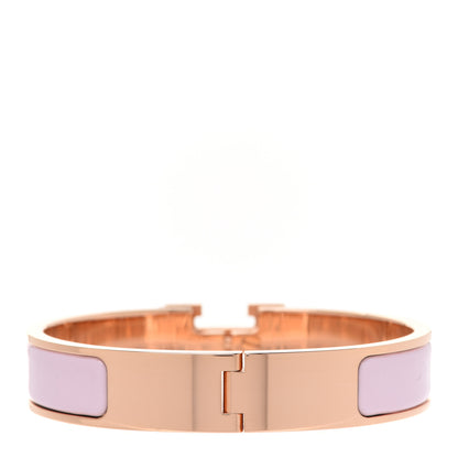 Hermes Enamel Narrow Clic Clac H Bracelet PM Rose Dragee 2 of 5