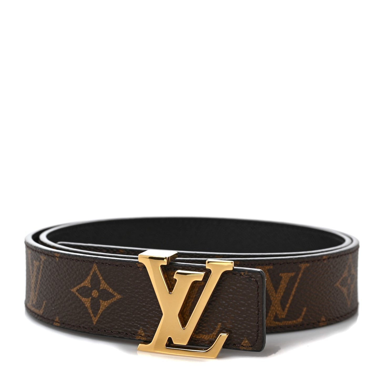 Calfskin Monogram 30mm LV Initiales Reversible Belt 75 30 Black