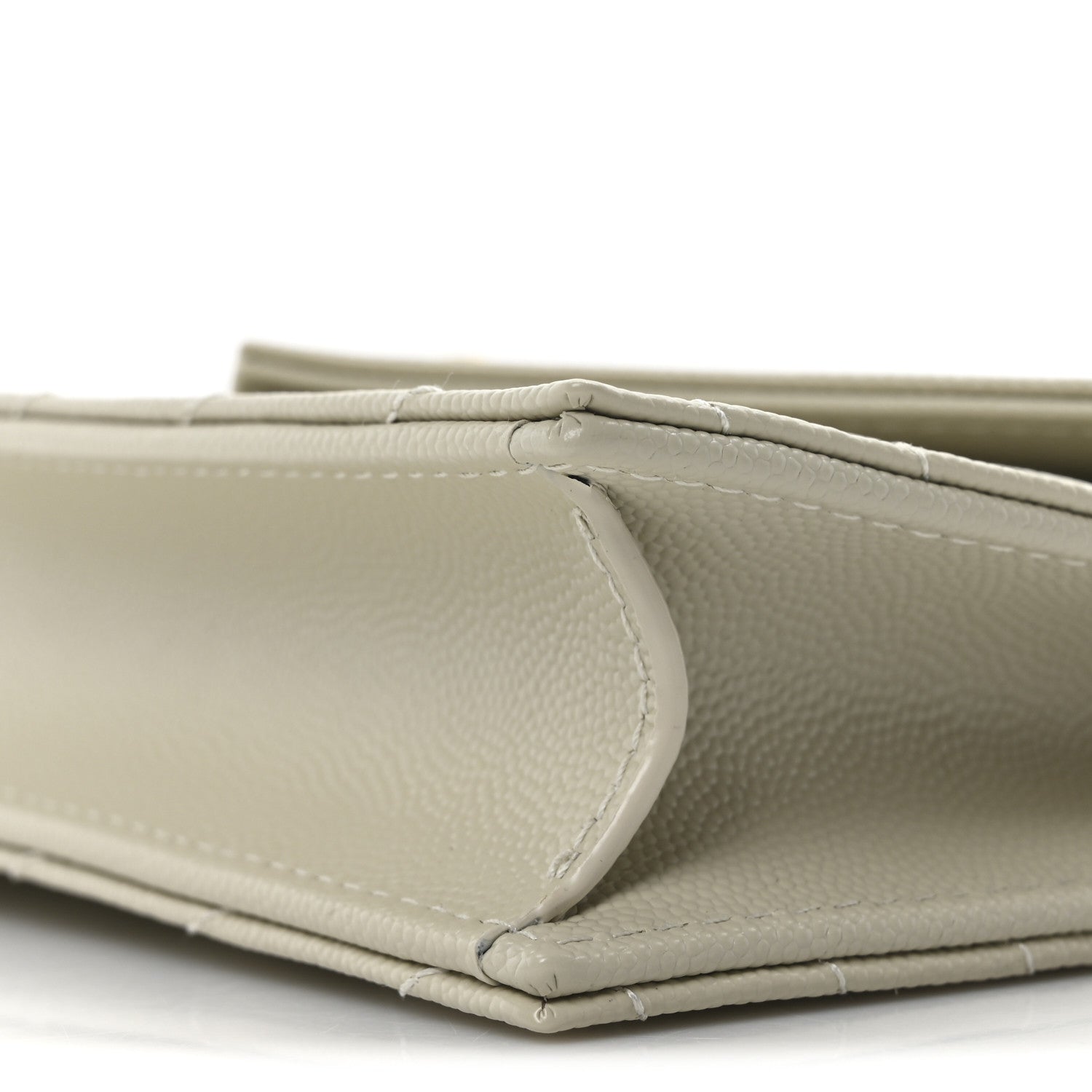 Saint Laurent Grain De Poudre Matelasse Chevron Monogram Envelope Chain Wallet Crema Soft 10 of 10