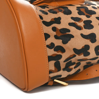 MCM Calf Hair Calfskin Leopard Print Medium Backpack Brown Black 10 of 11