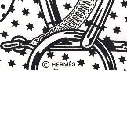Hermes Silk Eperon d'Or Cut Twilly White Marine Black 3 of 6