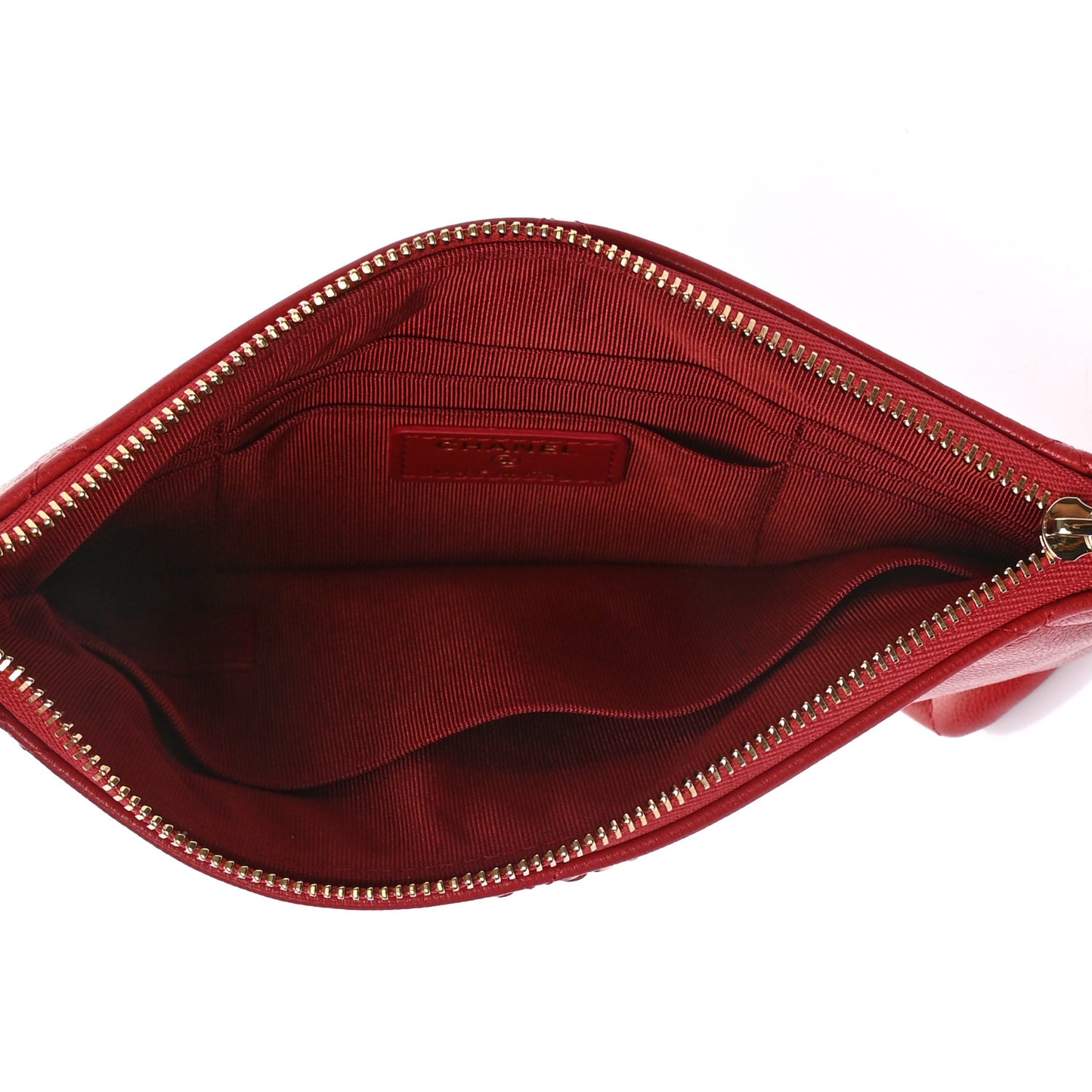 Shiny Goatskin Quilted Small Chanel 19 Pouch Red