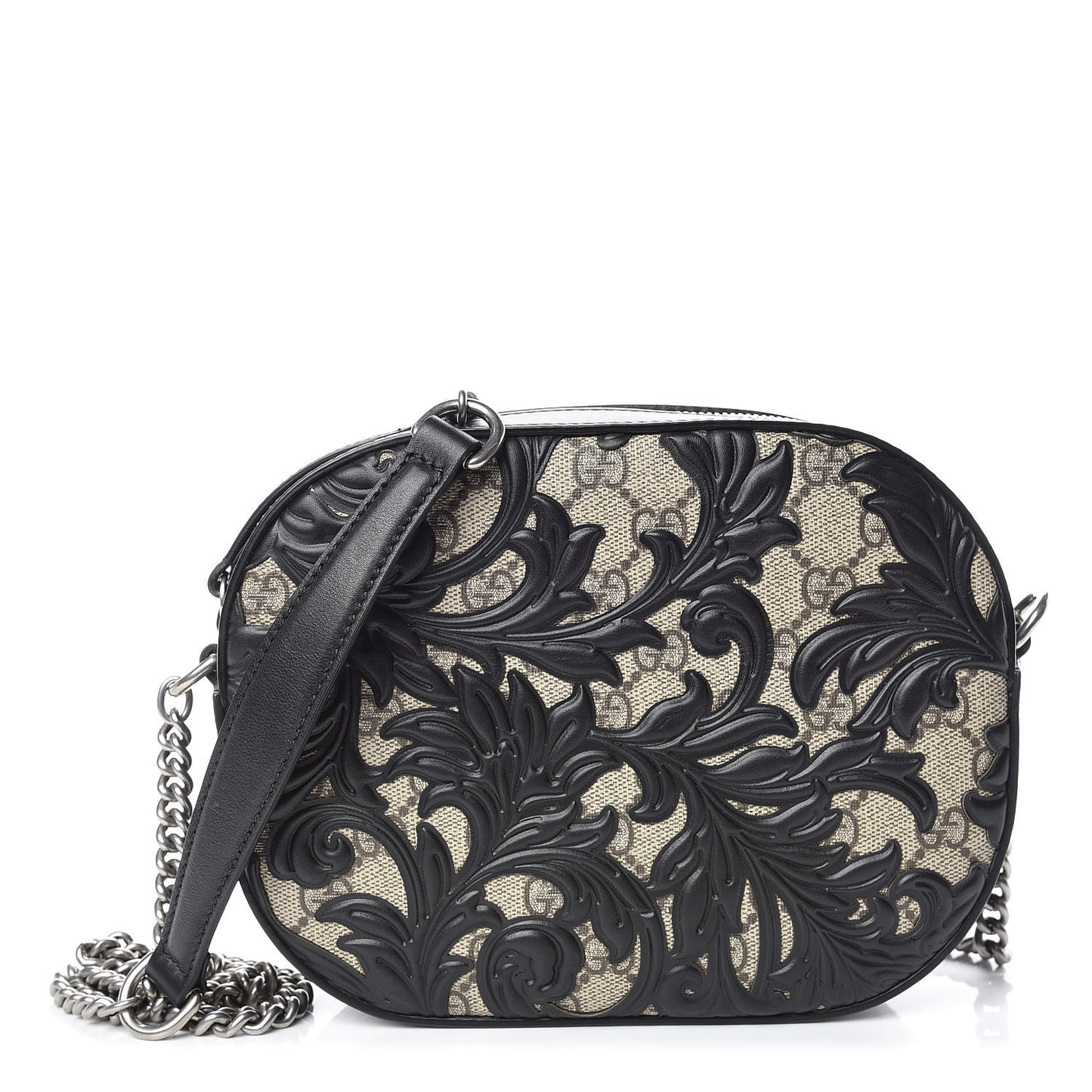 GG Supreme Monogram Arabesque Mini Chain Shoulder Bag Beige Black