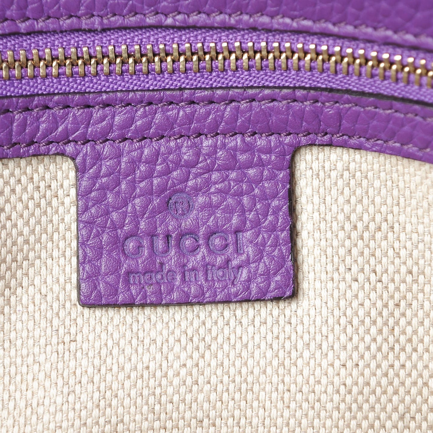 Pebbled Calfskin Medium Soho Clutch Shine Purple