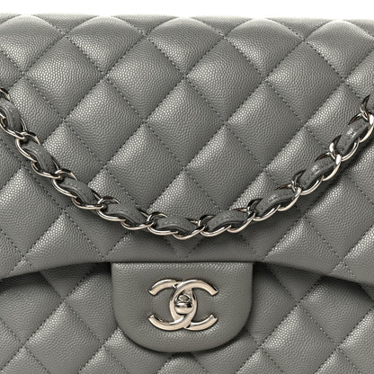 Chanel Caviar Quilted Jumbo Double Flap Grey 9 of 11