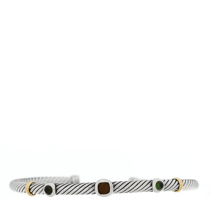 David Yurman Sterling Silver 18K Yellow Gold Citrine Green Tourmaline 4mm Renaissance Bracelet 1 of 3