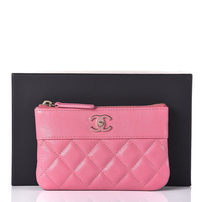 Chanel Sheepskin Quilted Small Vintage Mademoiselle Cosmetic Case Dark Pink 8 of 8