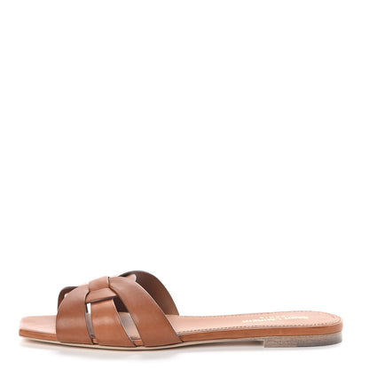 Saint Laurent Calfskin Tribute 05 Slide Sandals 40 Amber 1 of 8