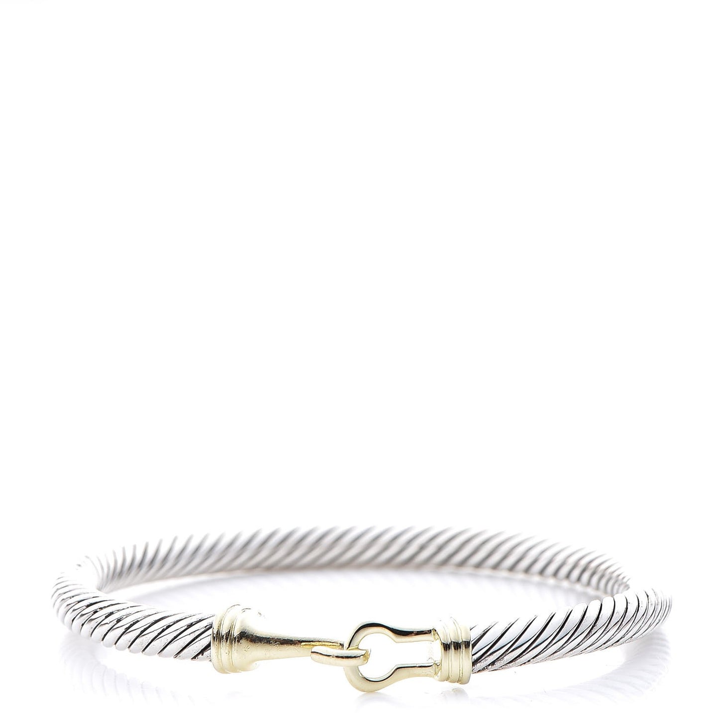 Sterling Silver 14K Yellow Gold 5mm Cable Classic Buckle Bracelet