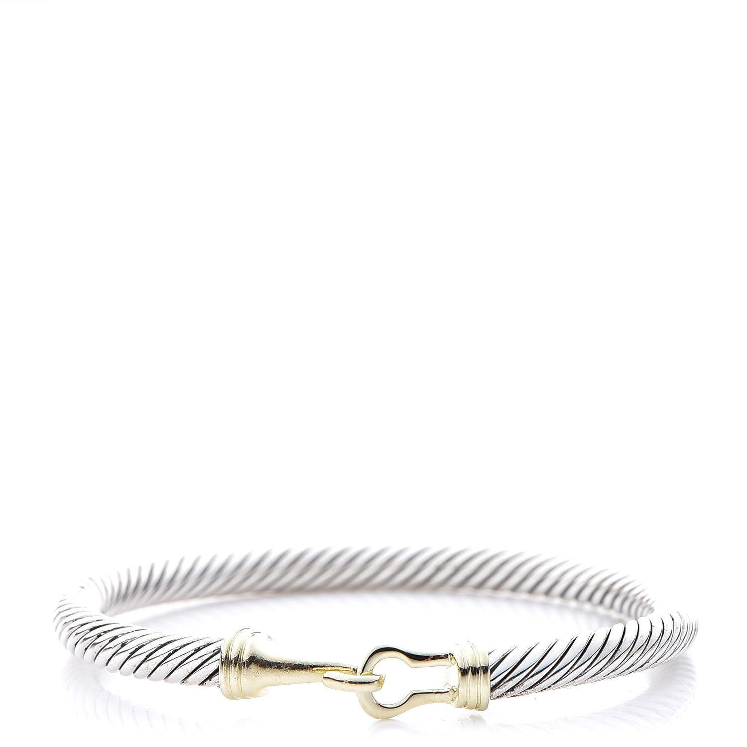 David Yurman Sterling Silver 14K Yellow Gold 5mm Cable Classic Buckle Bracelet 1 of 4
