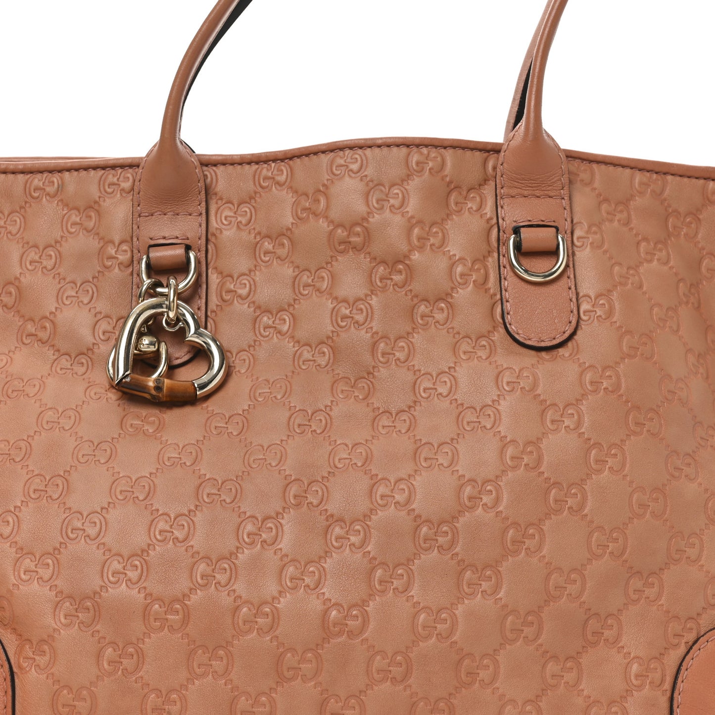 Guccissima Large Heart Bit Charm Top Handle Tote Winter Rose