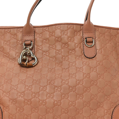 Gucci Guccissima Large Heart Bit Charm Top Handle Tote Winter Rose 8 of 12