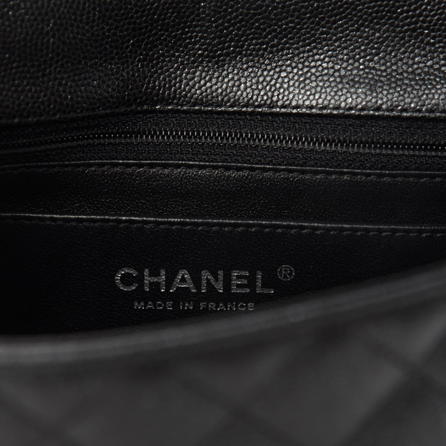 Iridescent Caviar Quilted Mini Rectangular Flap Black